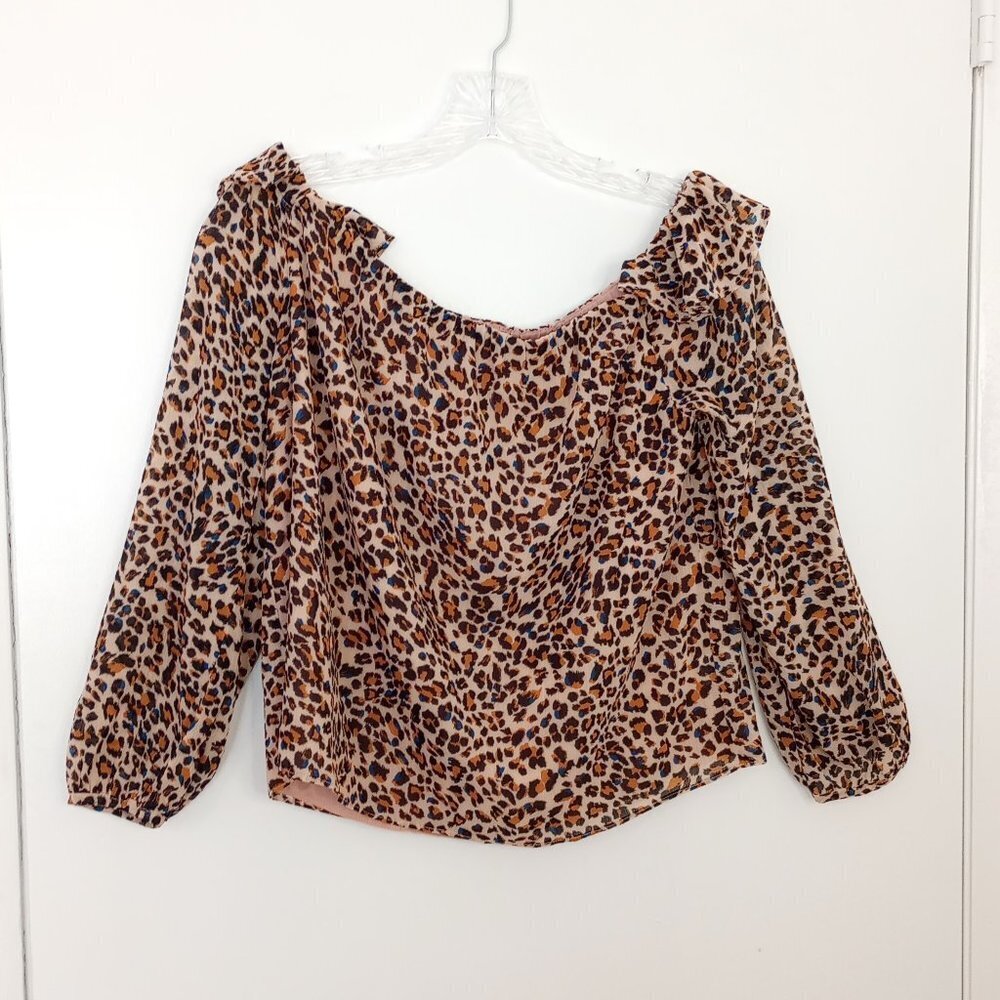 Revolve Krisa Leopard Print Long Sleeved Blouse